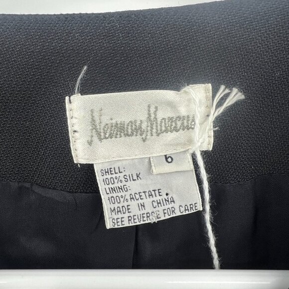 Vintage Neiman Marcus 100% Silk Black 2 Button Blazer Women's 6 - Picture 2 of 3
